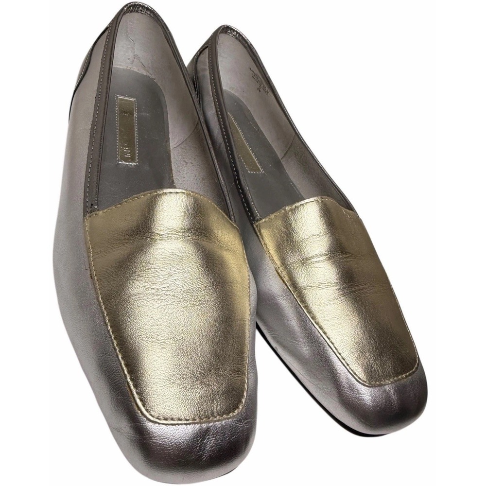 Enzo Angiolini Metallic Liberty‎ Square Toe Leather Loafers 8M